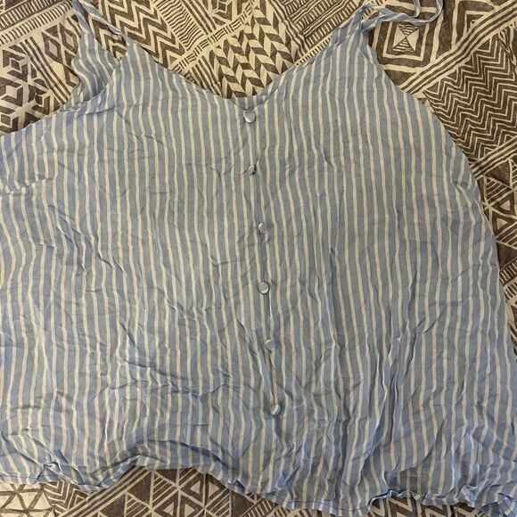 Plus Size Forever21 Blue Striped Tank Top 2X - Picture 3 of 5